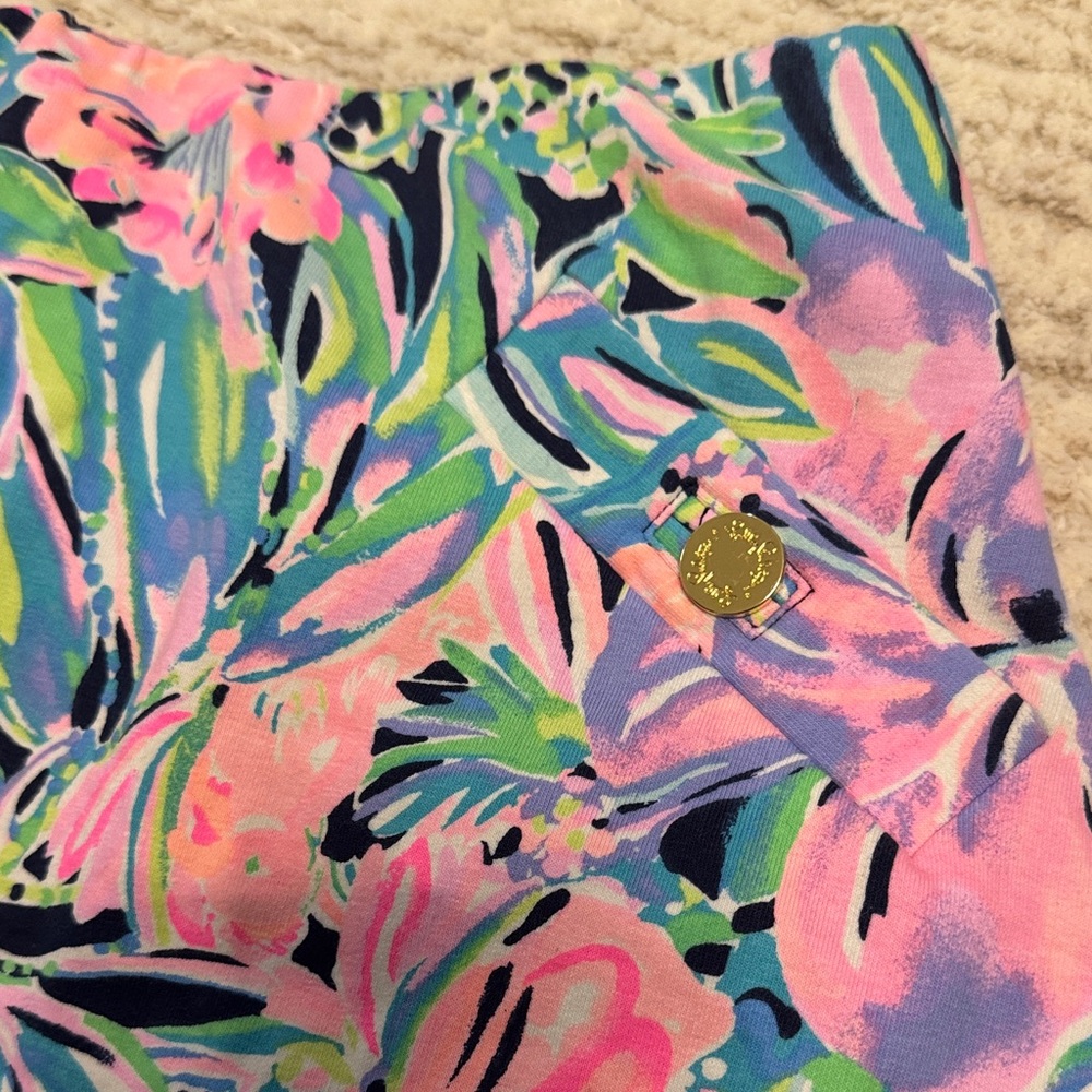 Lilly Pulitzer Tropical Pink and Blue Mini Skirt - Picture 2 of 4